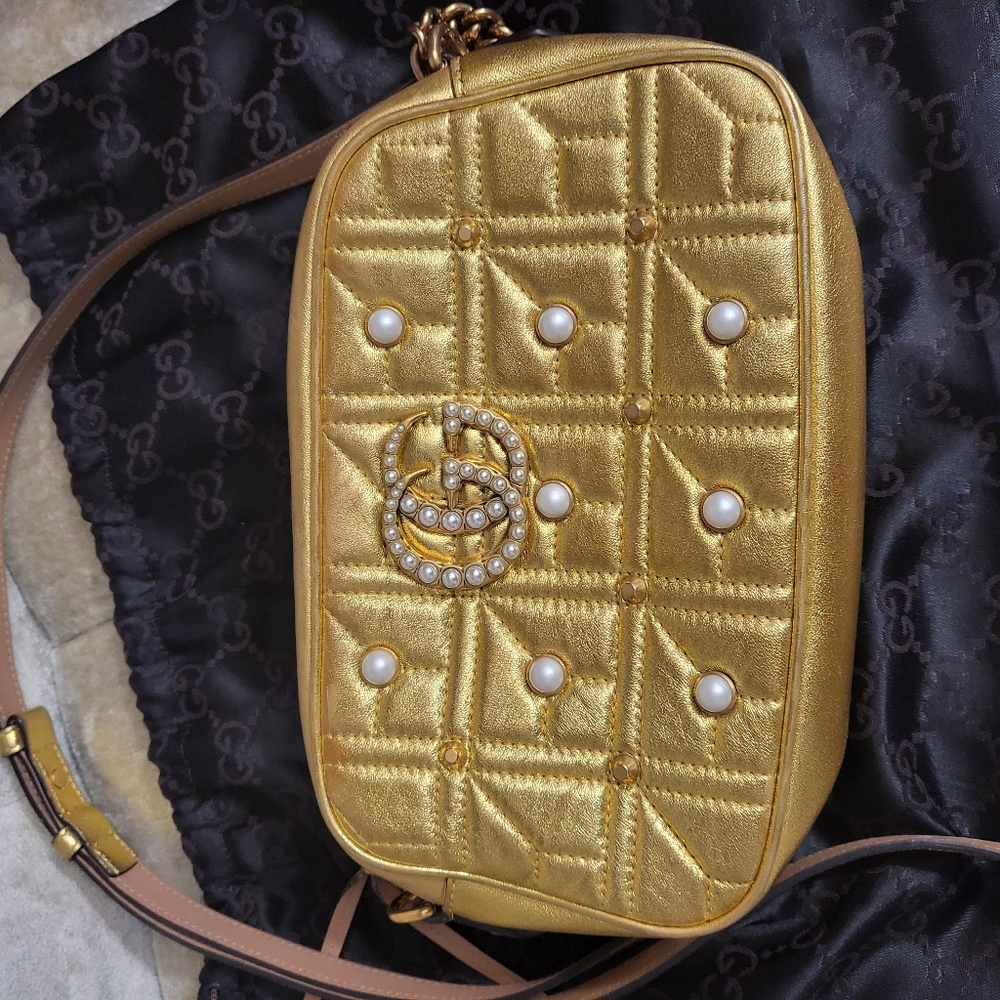 Authentic Gucci Pearl Studded GG Marmont camera bag - Picture 13 of 15